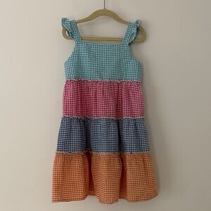 Blueber boulevard Color Block Check Gingham Kids Sleeveless Dress Size 6